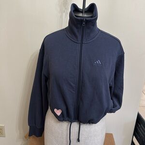 Adidas blue gray crop jacket